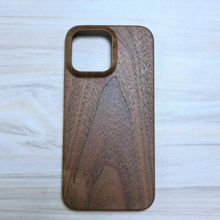 Wooden phone case hard shell retro back cover for iPhone 12-15 Pro Max in walnut finish