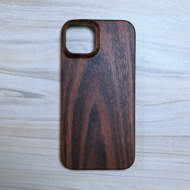 Wooden phone case hard shell retro back cover for iPhone 12-15 Pro Max in walnut finish