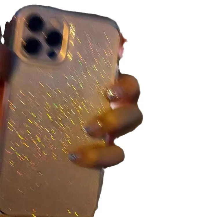 Transparent silicone phone case with thin glittering crystal finish for iPhone 16 series