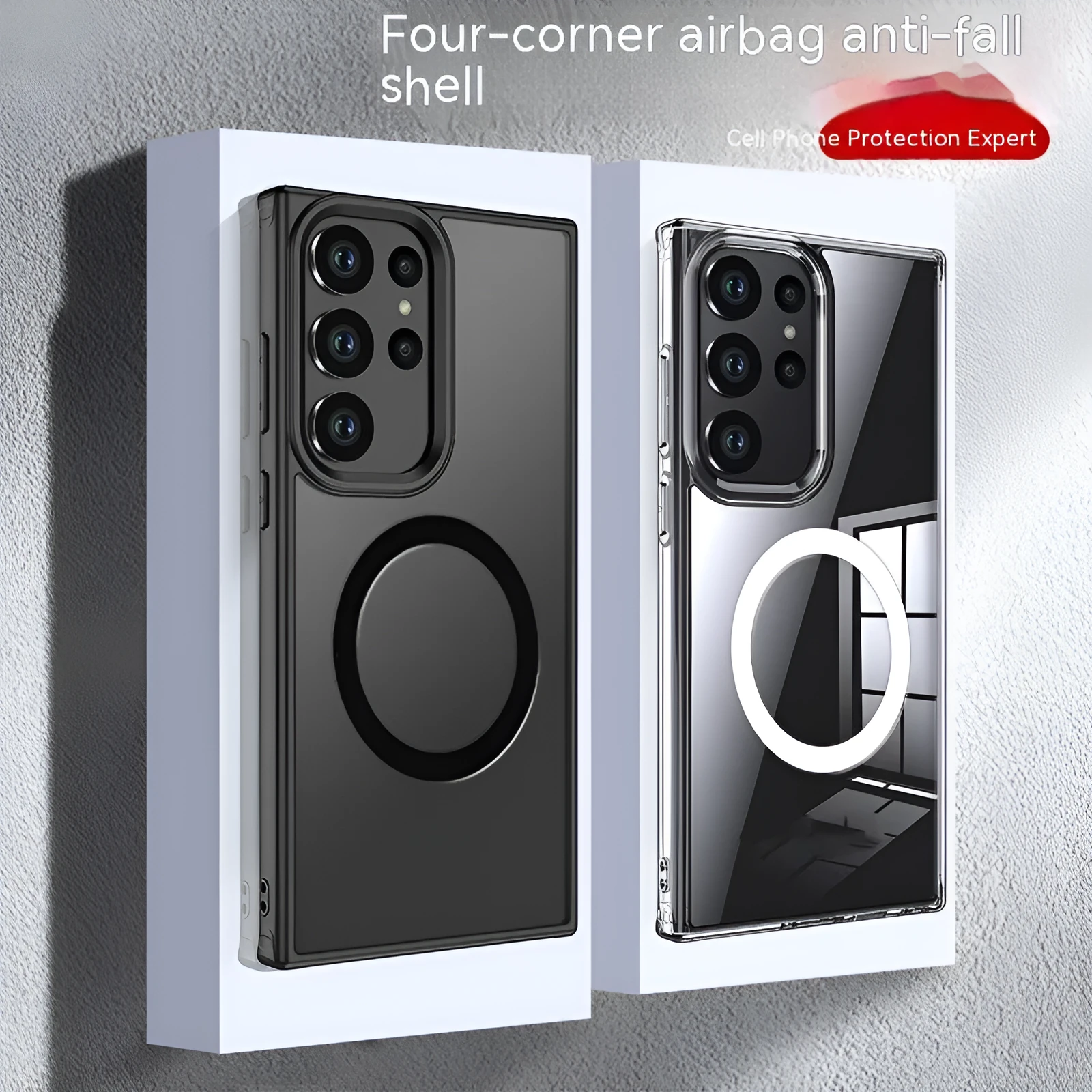 Frosted transparent PC phone case for Samsung with anti-fall corners and matte finish