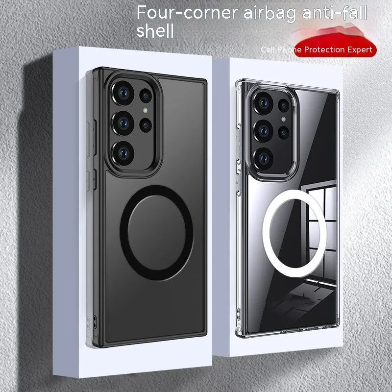 Frosted transparent PC phone case for Samsung with anti-fall corners and matte finish