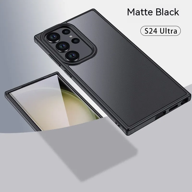 Frosted transparent PC phone case for Samsung with anti-fall corners and matte finish