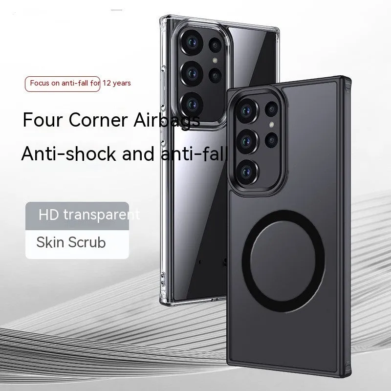Frosted transparent PC phone case for Samsung with anti-fall corners and matte finish