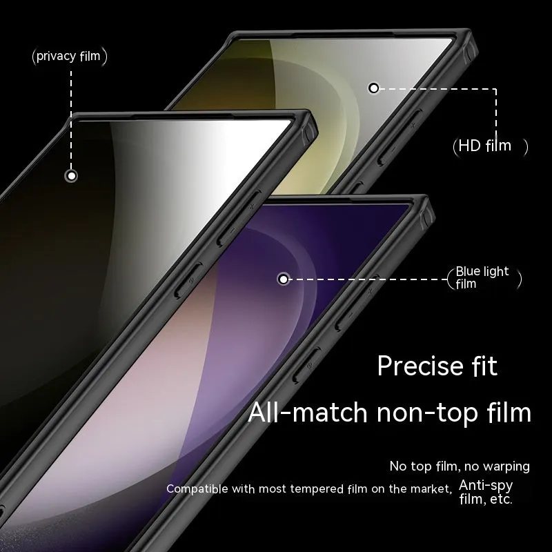 Frosted transparent PC phone case for Samsung with anti-fall corners and matte finish