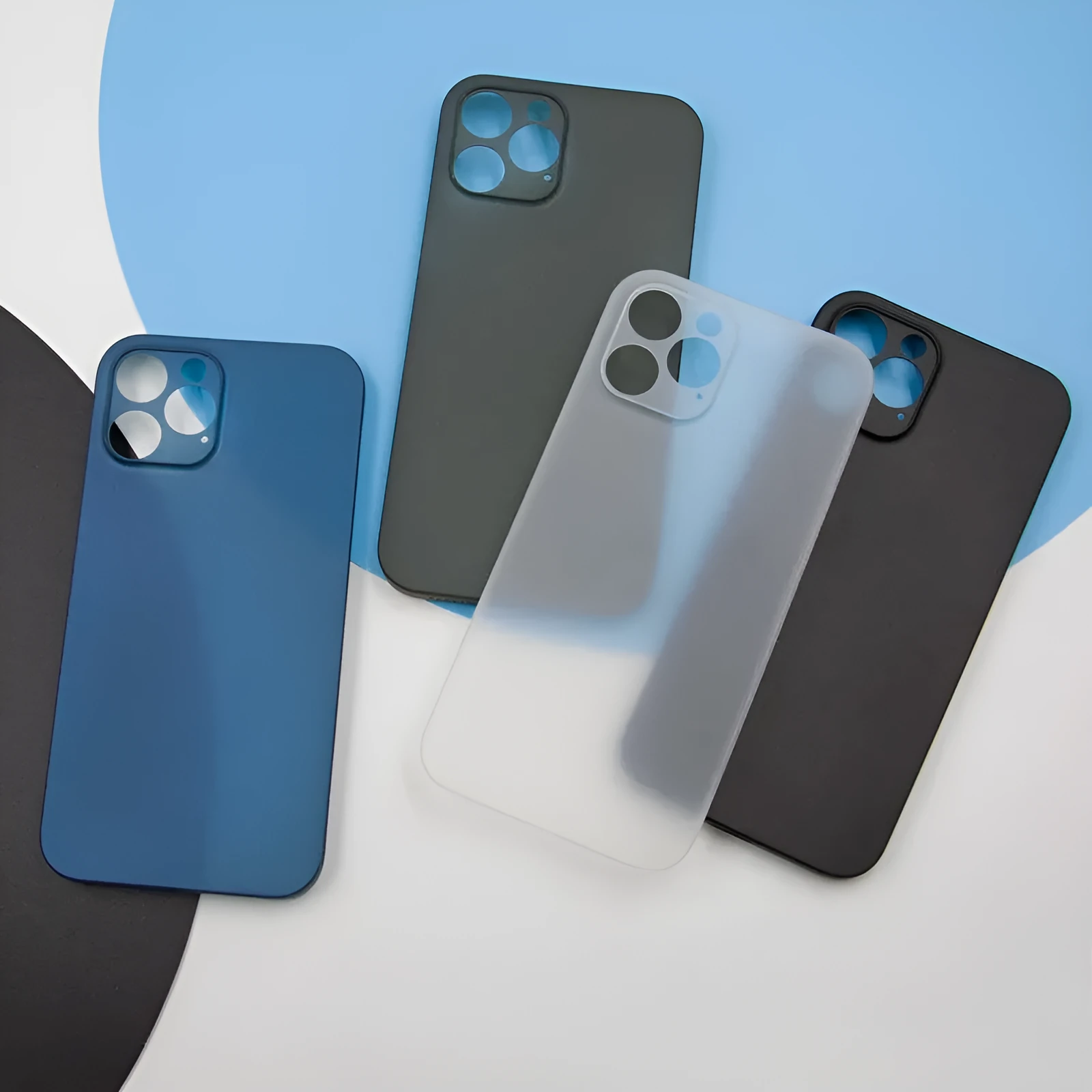 Ultra-thin PC hard shell frosted phone case with all wrapped lens protection for Apple iPhone, transparent colour