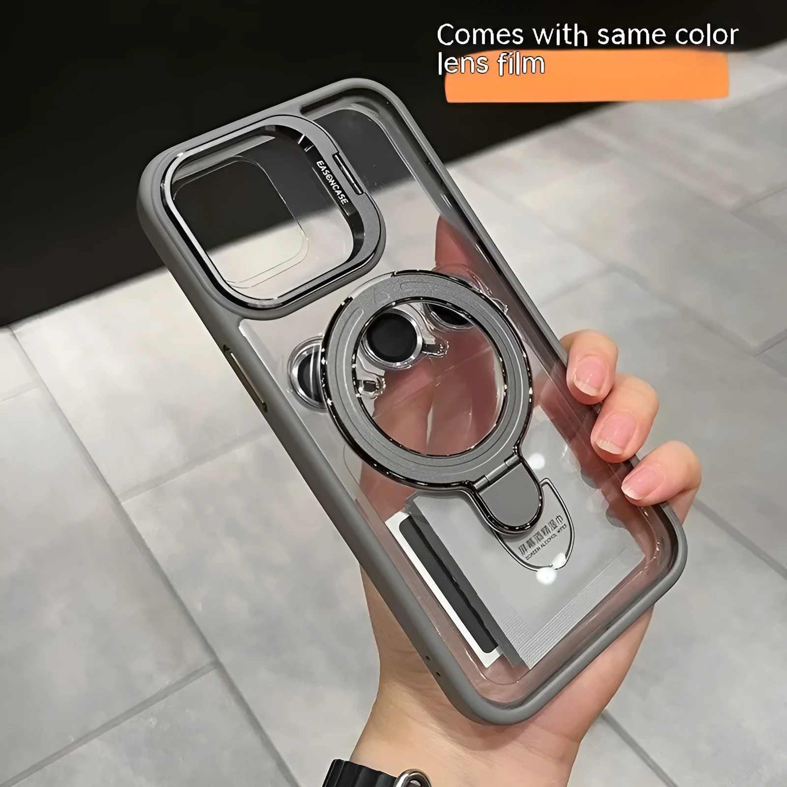 Black magnetic silicone phone case with lens cover bracket for Apple iPhone 15 Pro Max