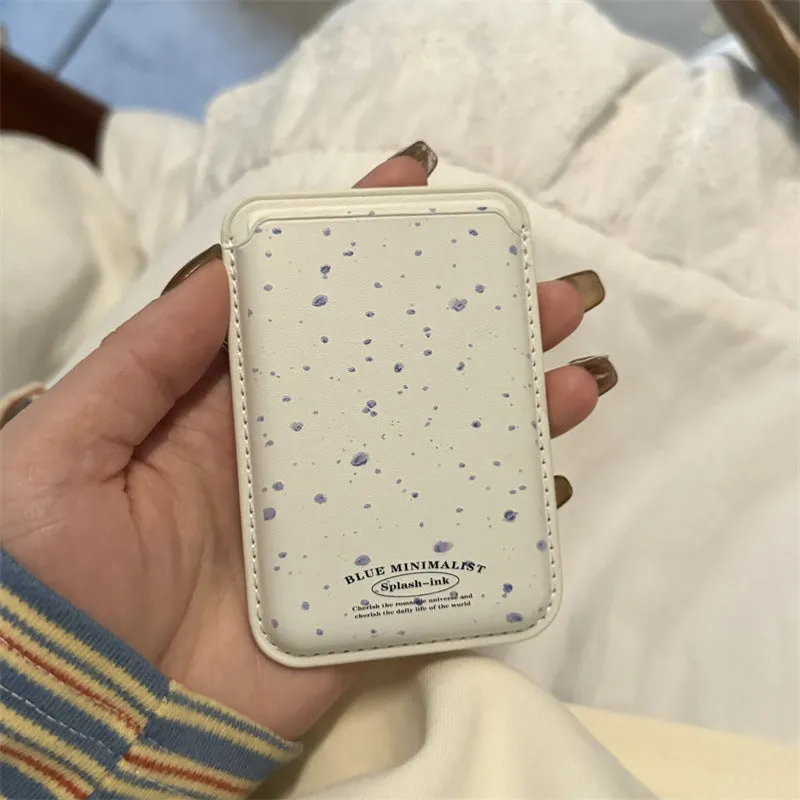 Beige background blue splash ink magnetic TPU phone case for Apple iPhone 12-15 series back cover