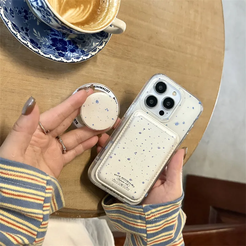 Beige background blue splash ink magnetic TPU phone case for Apple iPhone 12-15 series back cover