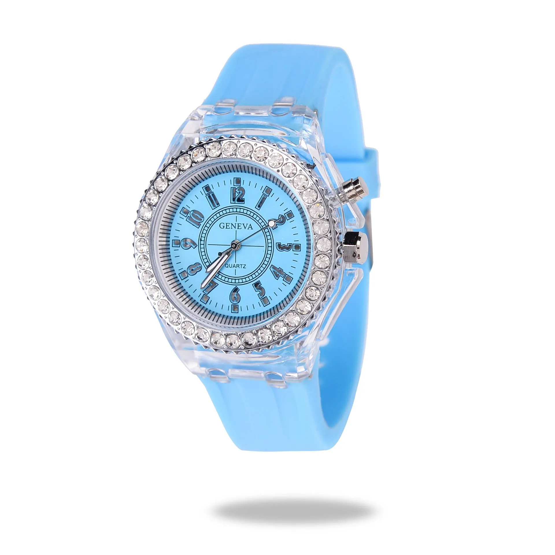 Women's LED luminous watch with alloy case and silicone strap in multiple colour options