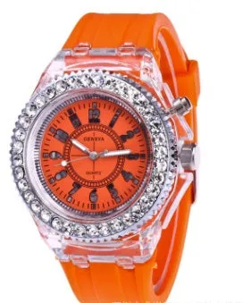 Women's LED luminous watch with alloy case and silicone strap in multiple colour options