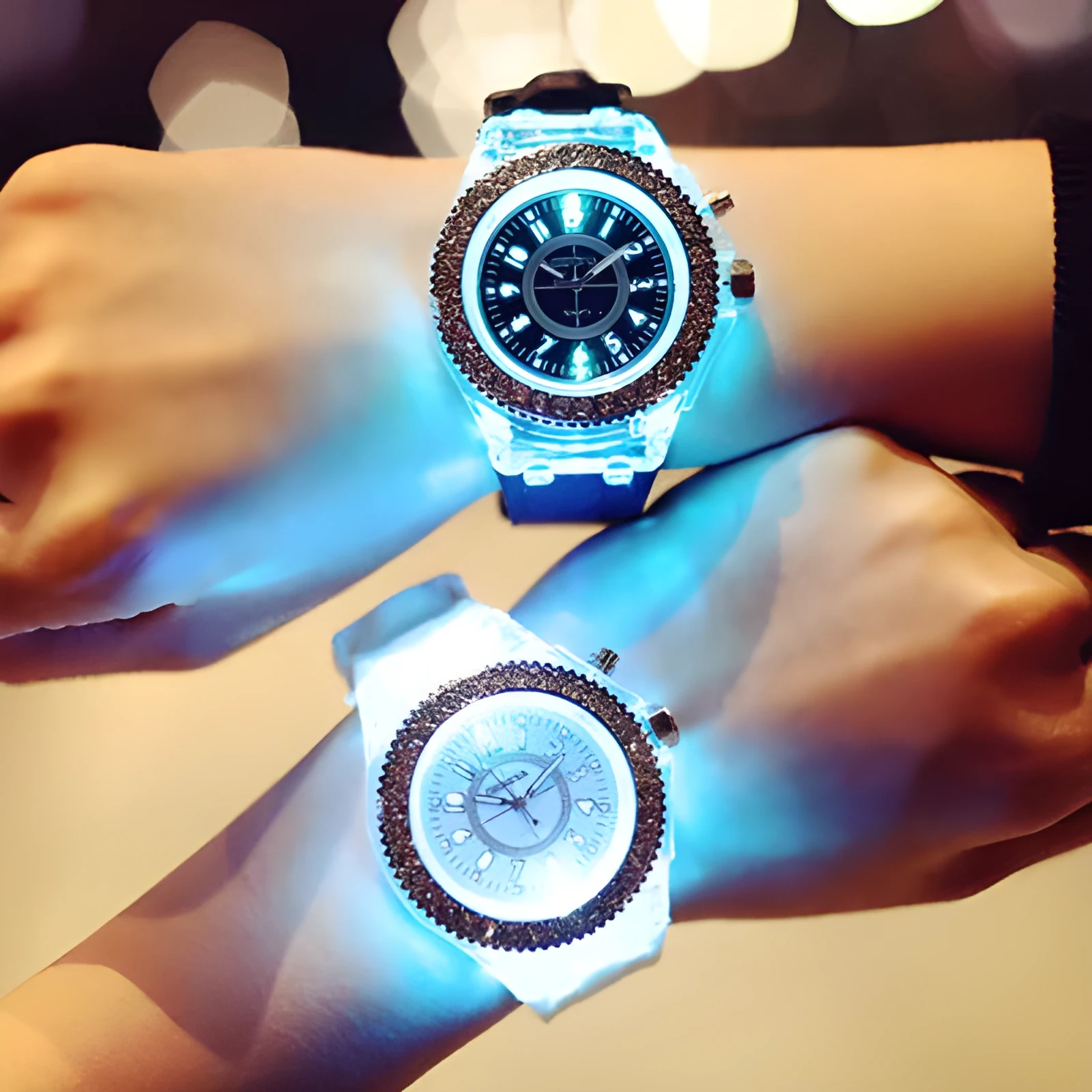 Women's LED luminous watch with alloy case and silicone strap in multiple colour options