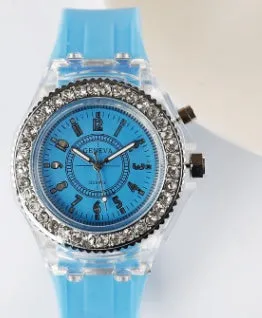 Women's LED luminous watch with alloy case and silicone strap in multiple colour options