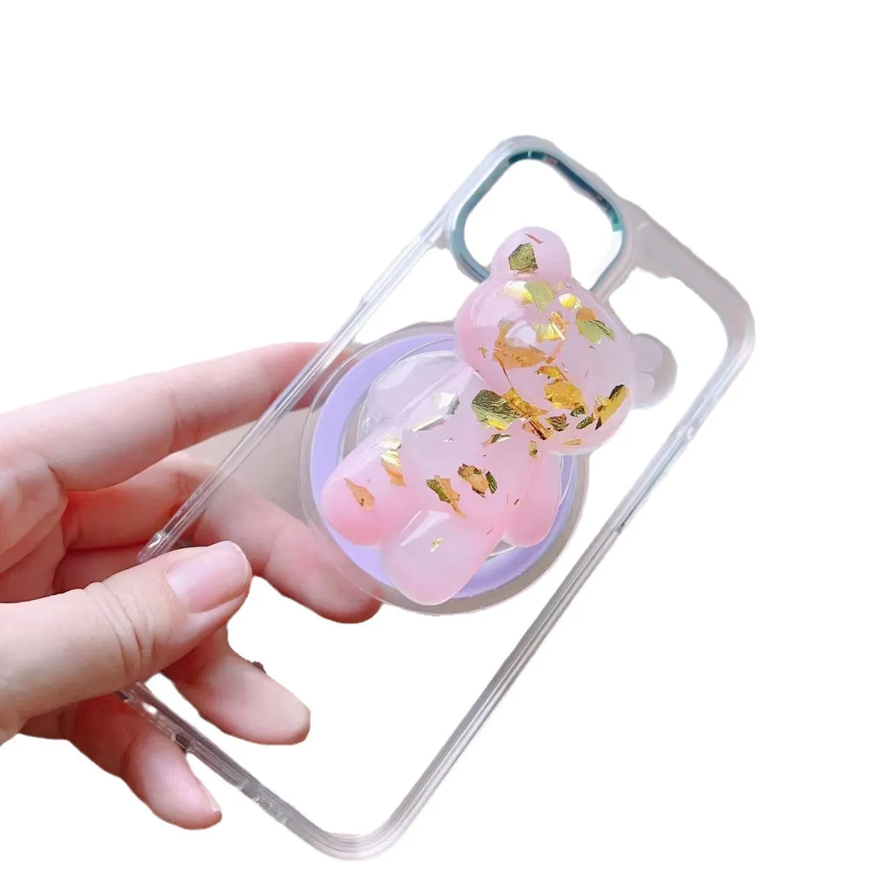 Epoxy resin airbag bracket with magnetic suction cup and ring for car phone mounting, shown in black colour option