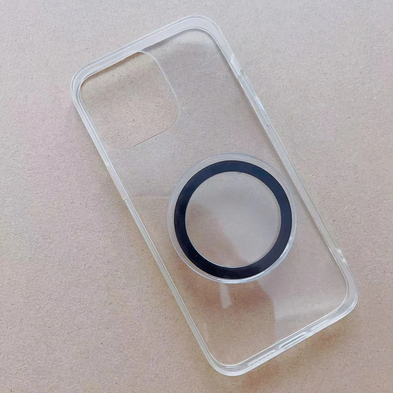 Epoxy resin airbag bracket with magnetic suction cup and ring for car phone mounting, shown in black colour option