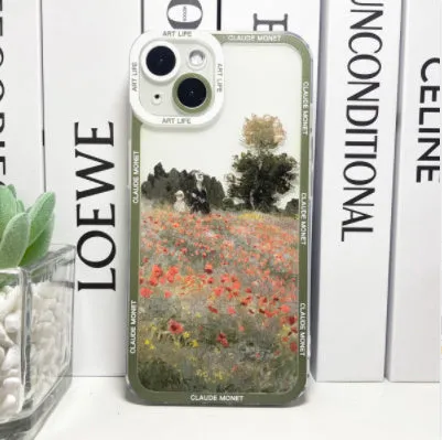 Creative oil painting anti drop phone case for iPhone X and XS, five colour styles on a white background
