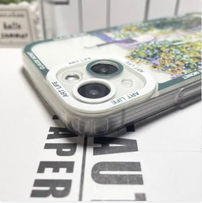 Creative oil painting anti drop phone case for iPhone X and XS, five colour styles on a white background