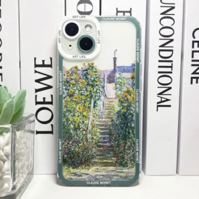 Creative oil painting anti drop phone case for iPhone X and XS, five colour styles on a white background