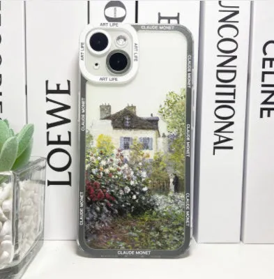 Creative oil painting anti drop phone case for iPhone X and XS, five colour styles on a white background