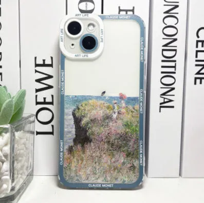 Creative oil painting anti drop phone case for iPhone X and XS, five colour styles on a white background