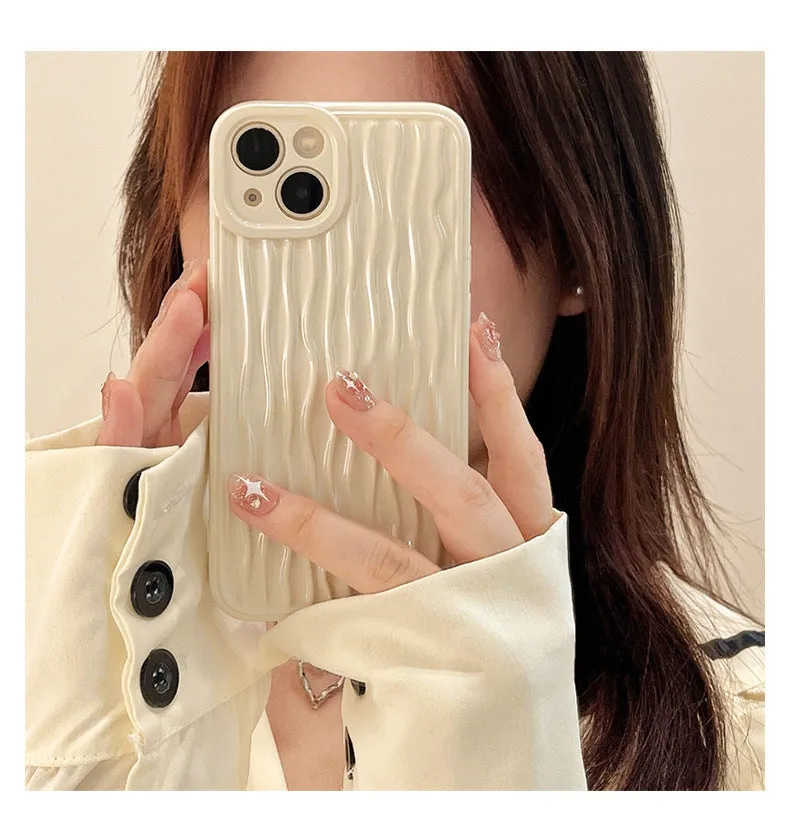 Silicone water ripple phone case with glossy surface back cover in black for iPhone 13