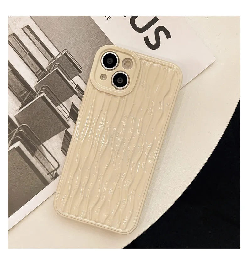 Silicone water ripple phone case with glossy surface back cover in black for iPhone 13