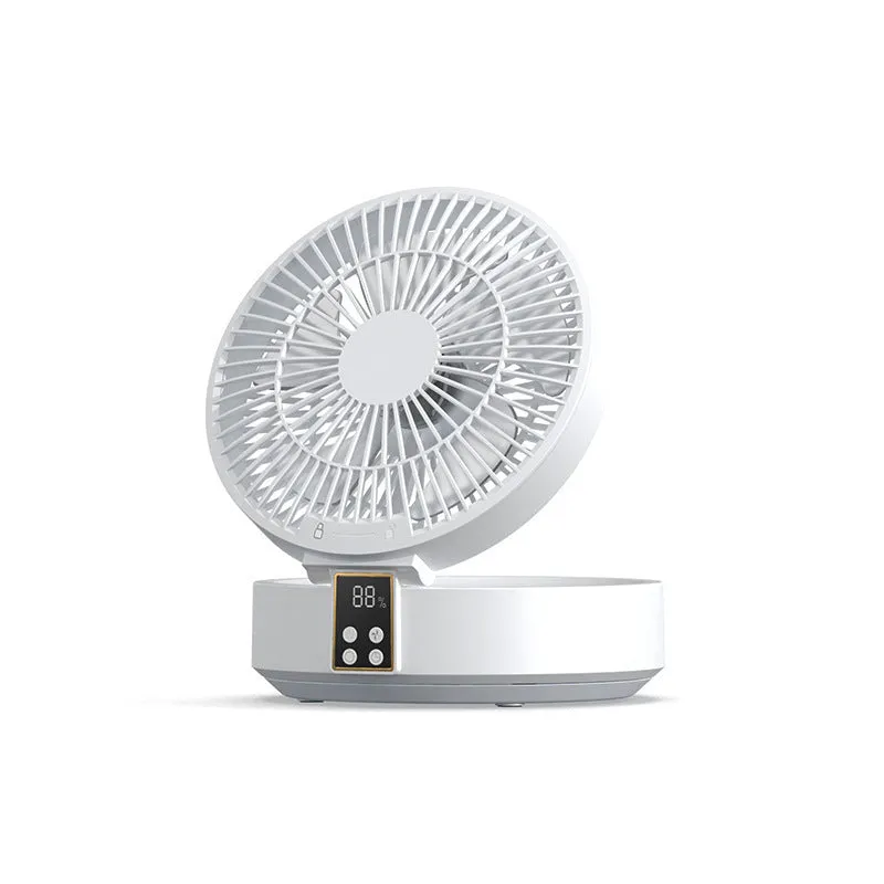 White blue or green USB rechargeable portable folding fan with remote control and warm night light