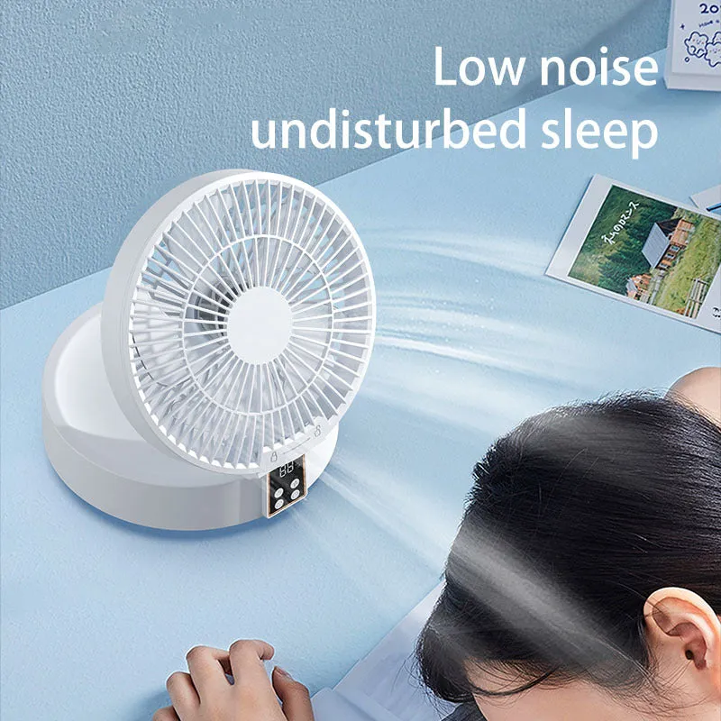 White blue or green USB rechargeable portable folding fan with remote control and warm night light