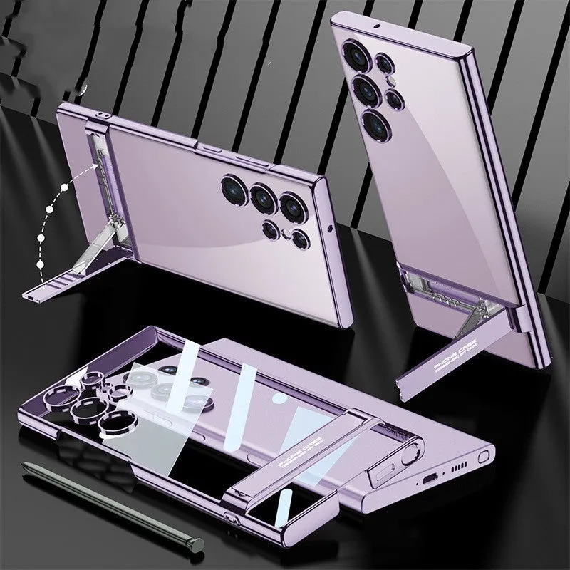 Transparent electroplating PC back cover for Samsung S23 Plus and S23, phantom bracket, four colours
