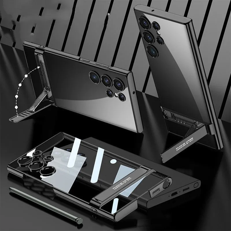 Transparent electroplating PC back cover for Samsung S23 Plus and S23, phantom bracket, four colours
