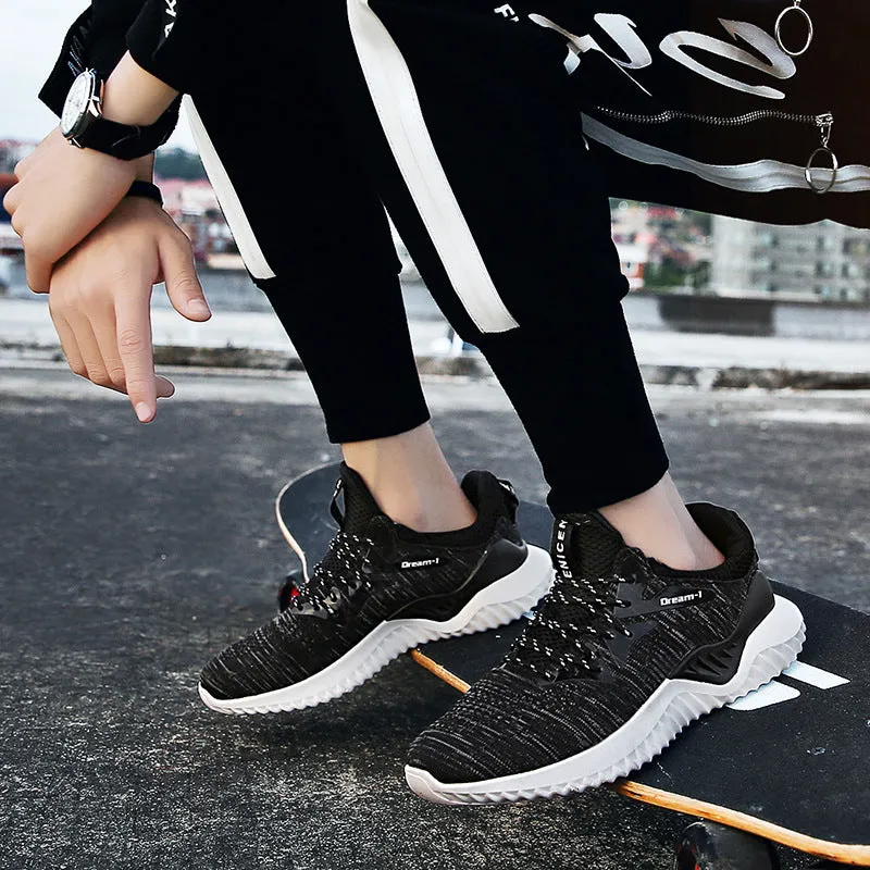 Adult unisex low-top running shoes in red with mesh upper and front strap.