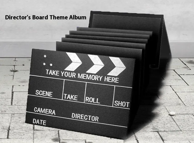 Adhesive photo album with 21x15cm cover, 350g black cardboard pages, and thin profile for DIY craft mounting