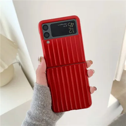 Samsung Z Flip3 ultra-thin flip phone case in solid colours: black, red, pink, silver, gold, sky blue, light green.