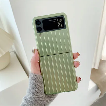 Samsung Z Flip3 ultra-thin flip phone case in solid colours: black, red, pink, silver, gold, sky blue, light green.