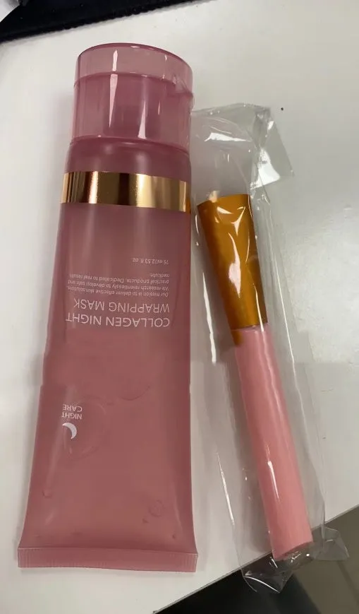 Collagen night mask with brush applicator in 75ml bottle for evening skincare