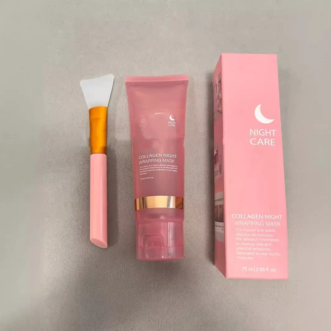 Collagen night mask with brush applicator in 75ml bottle for evening skincare
