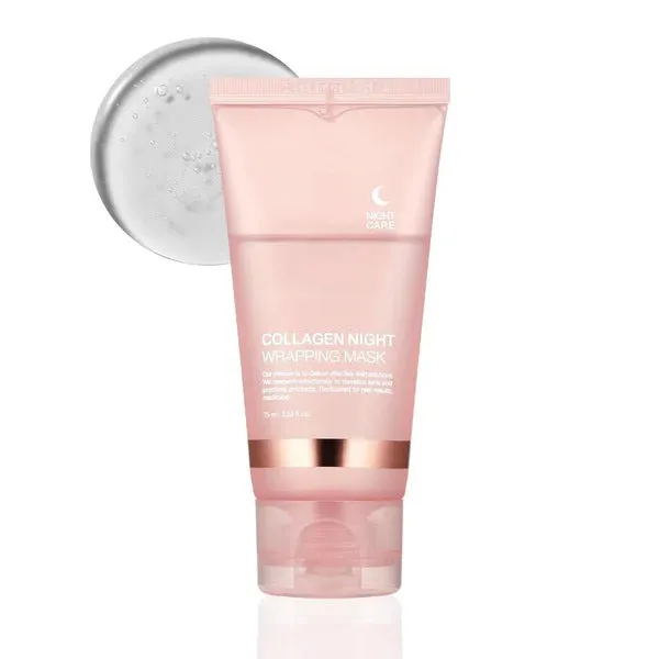 Collagen night mask with brush applicator in 75ml bottle for evening skincare