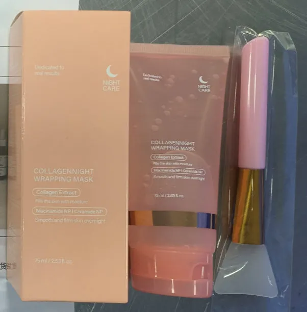 Collagen night mask with brush applicator in 75ml bottle for evening skincare