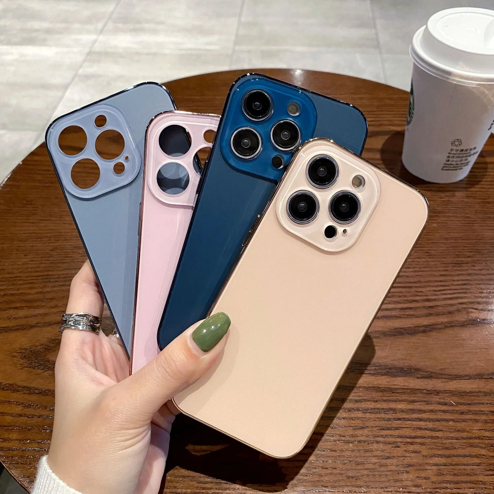 Navy blue electroplated matte TPU acrylic phone case for iPhone 11 12 13 14 series
