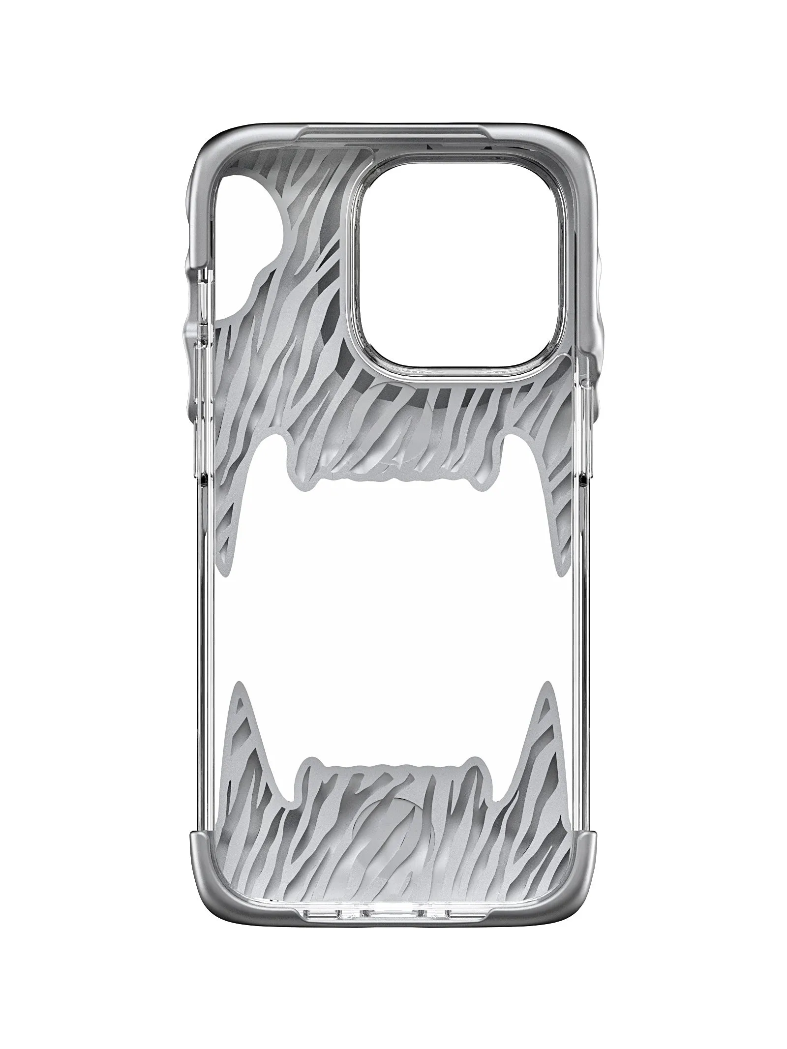 Silicone mobile phone case with transparent inner shell and all-wrapped coverage in metallic silver for iPhone