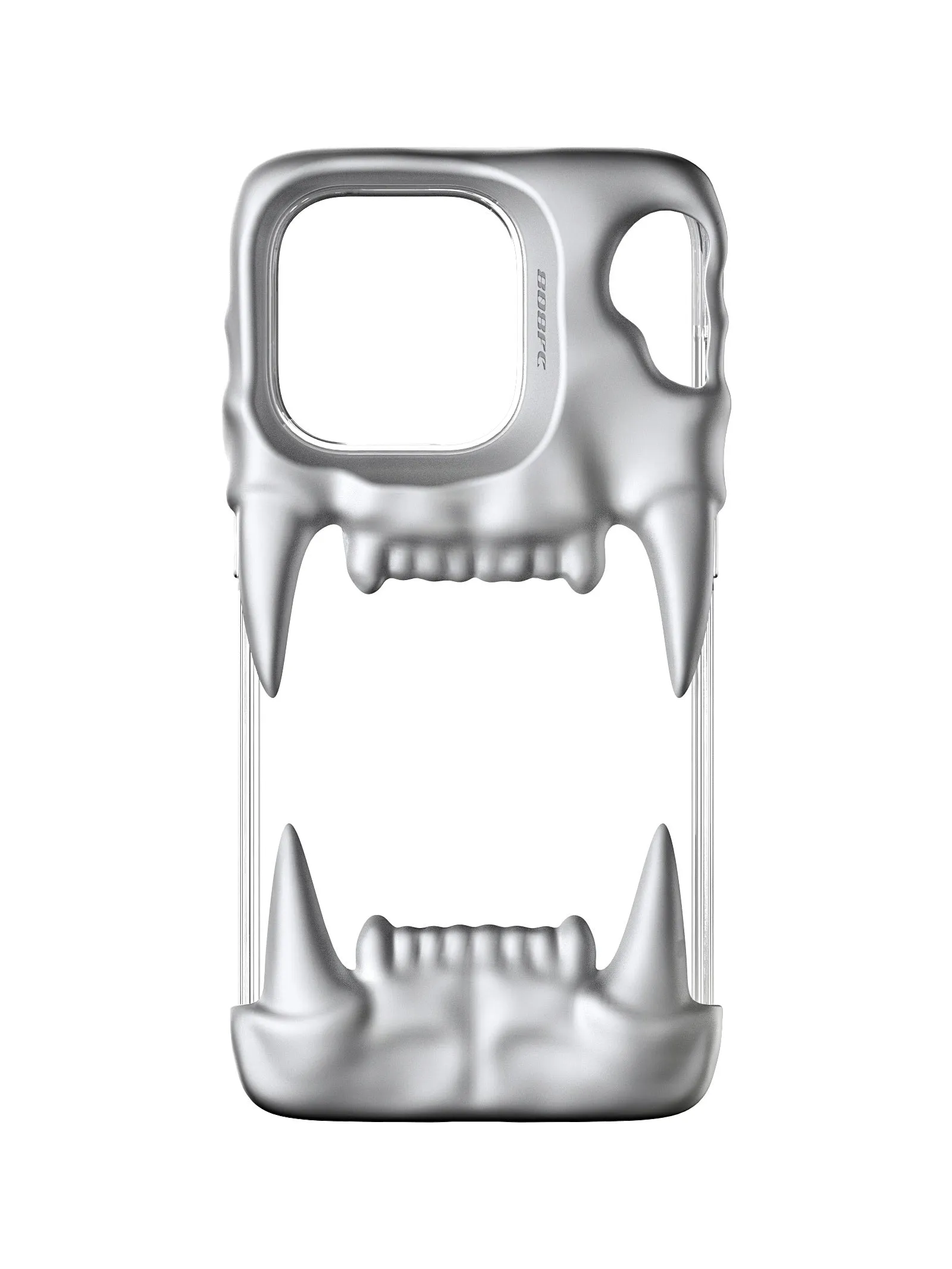 Silicone mobile phone case with transparent inner shell and all-wrapped coverage in metallic silver for iPhone