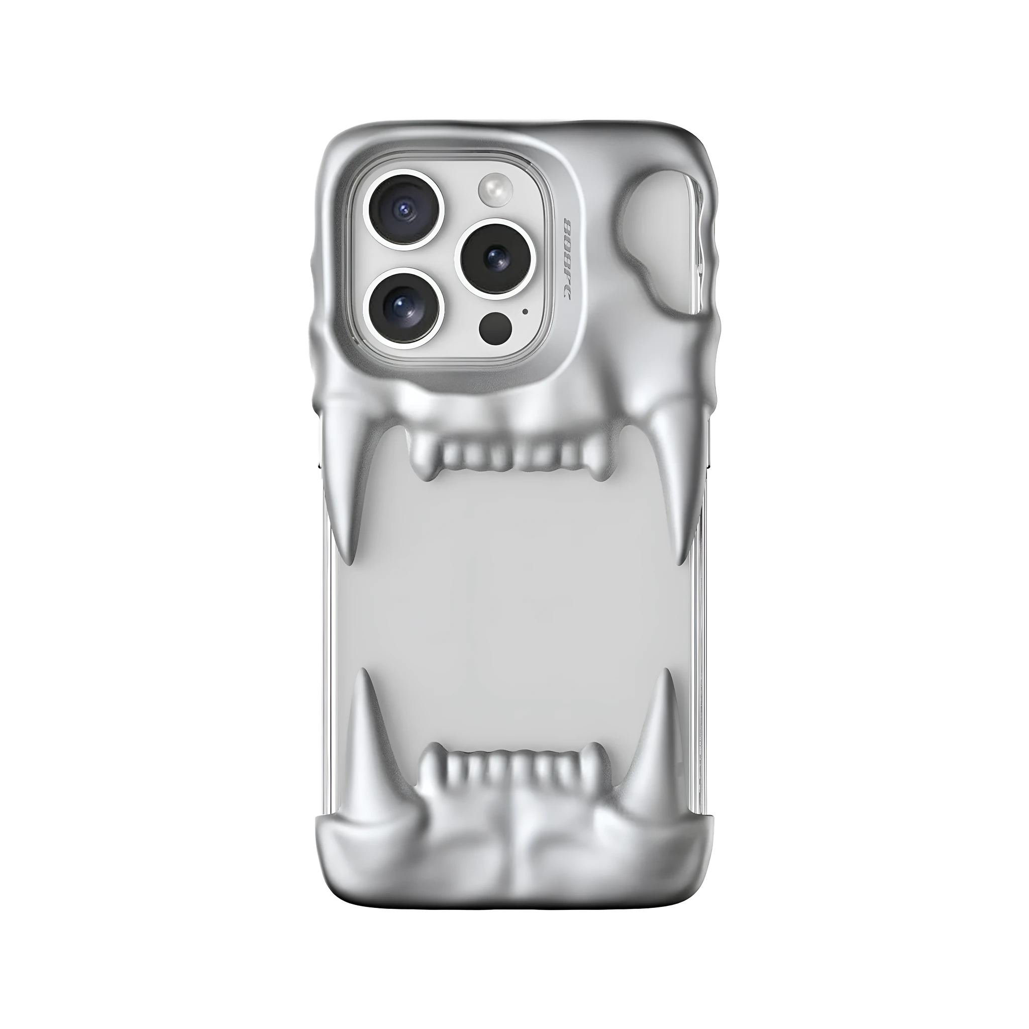 Silicone mobile phone case with transparent inner shell and all-wrapped coverage in metallic silver for iPhone