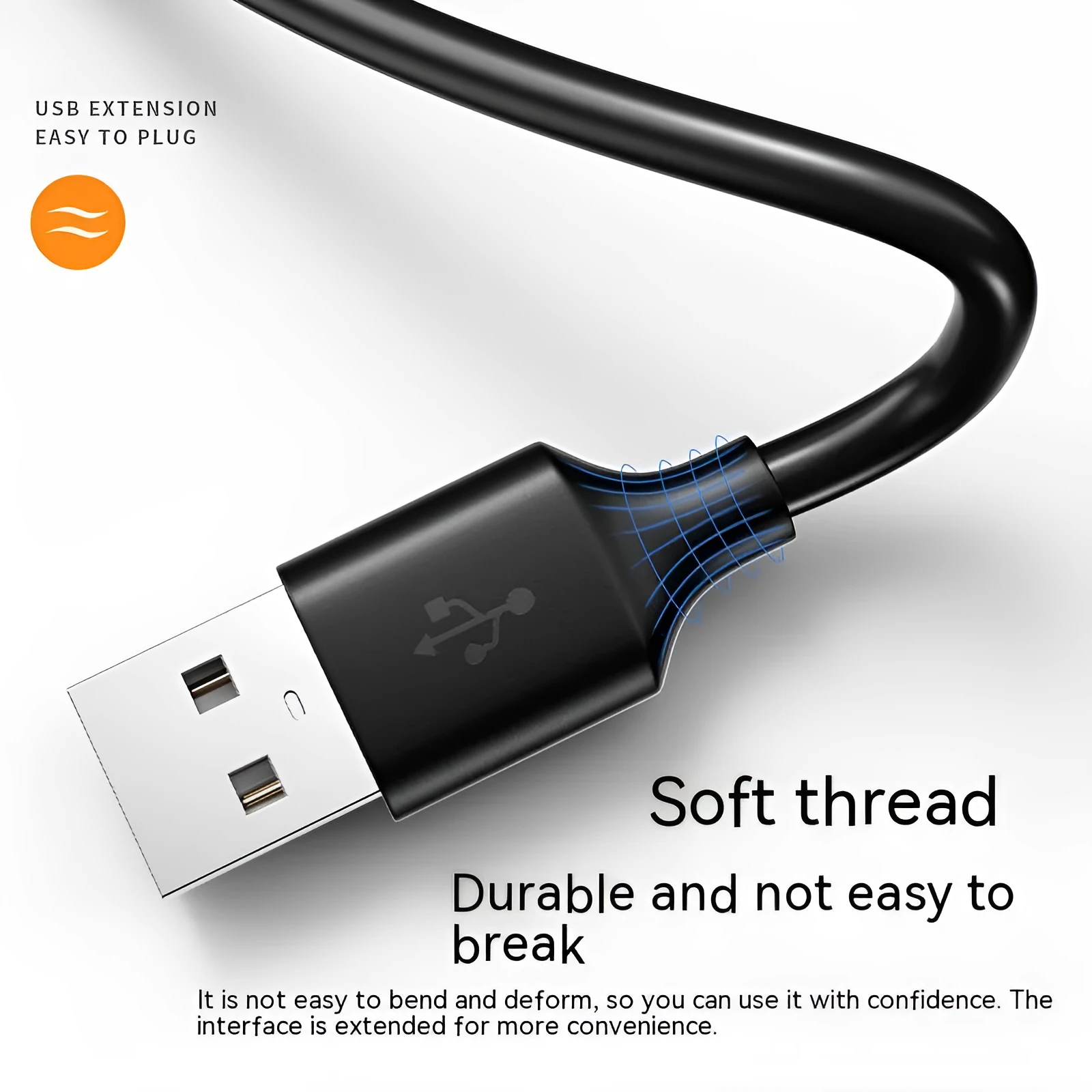 USB 3.0 extension cable male to female black PVC 0.5m length for printer and data transfer