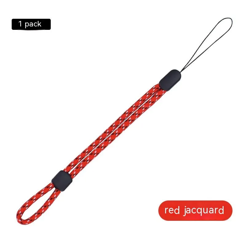 Woven nylon mobile phone lanyard wrist strap in pure black, 20cm length, unisex design