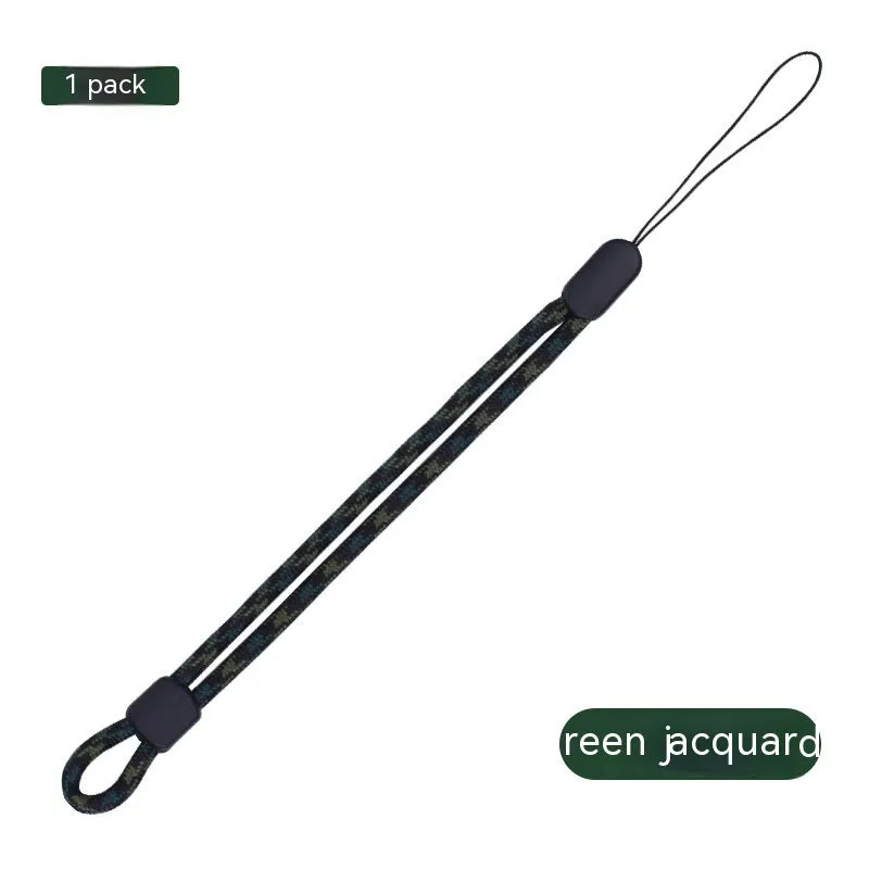 Woven nylon mobile phone lanyard wrist strap in pure black, 20cm length, unisex design