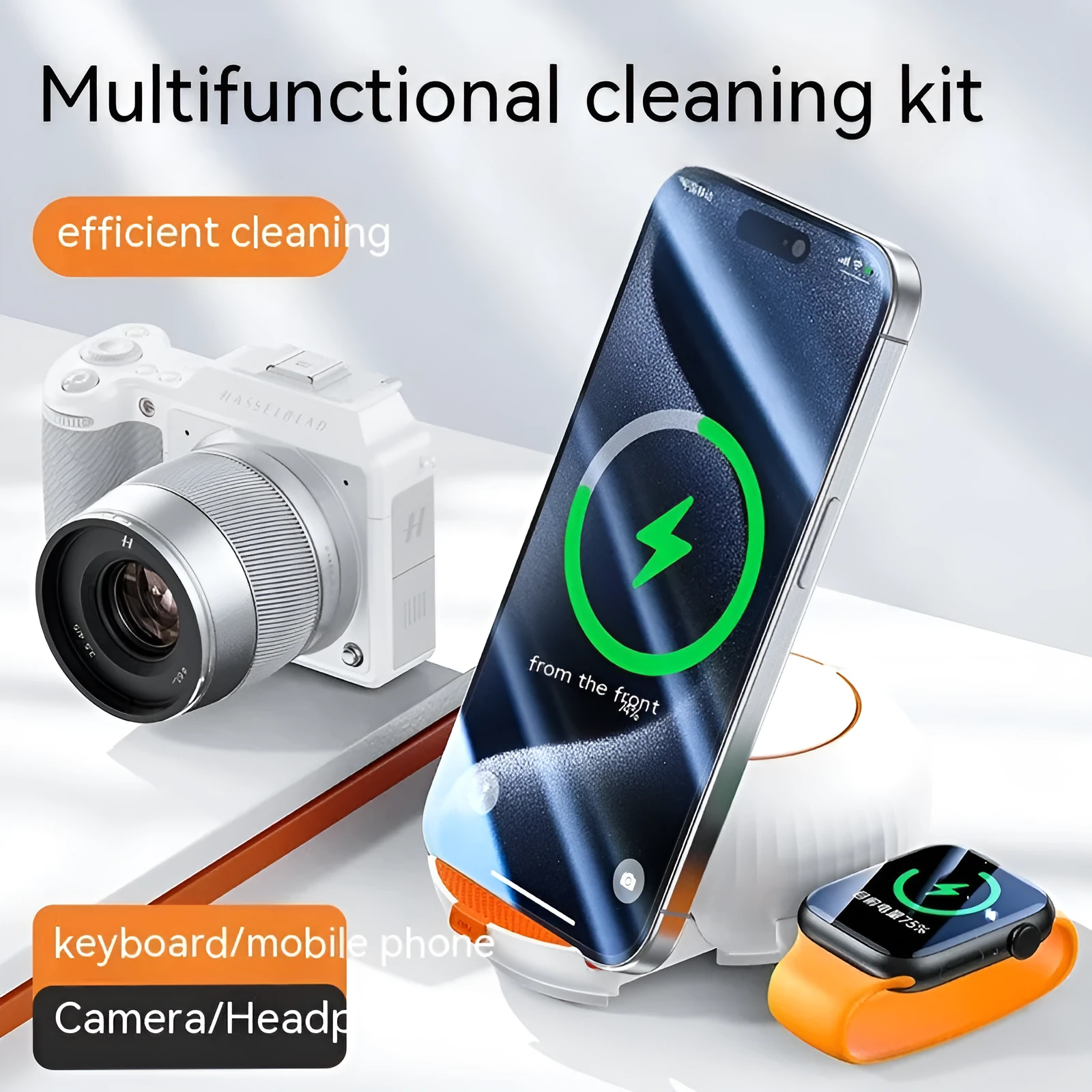 Multi functional cleaning set with ABS, sponge, fiber flannel, silicone, and 304 stainless steel, 93mm size
