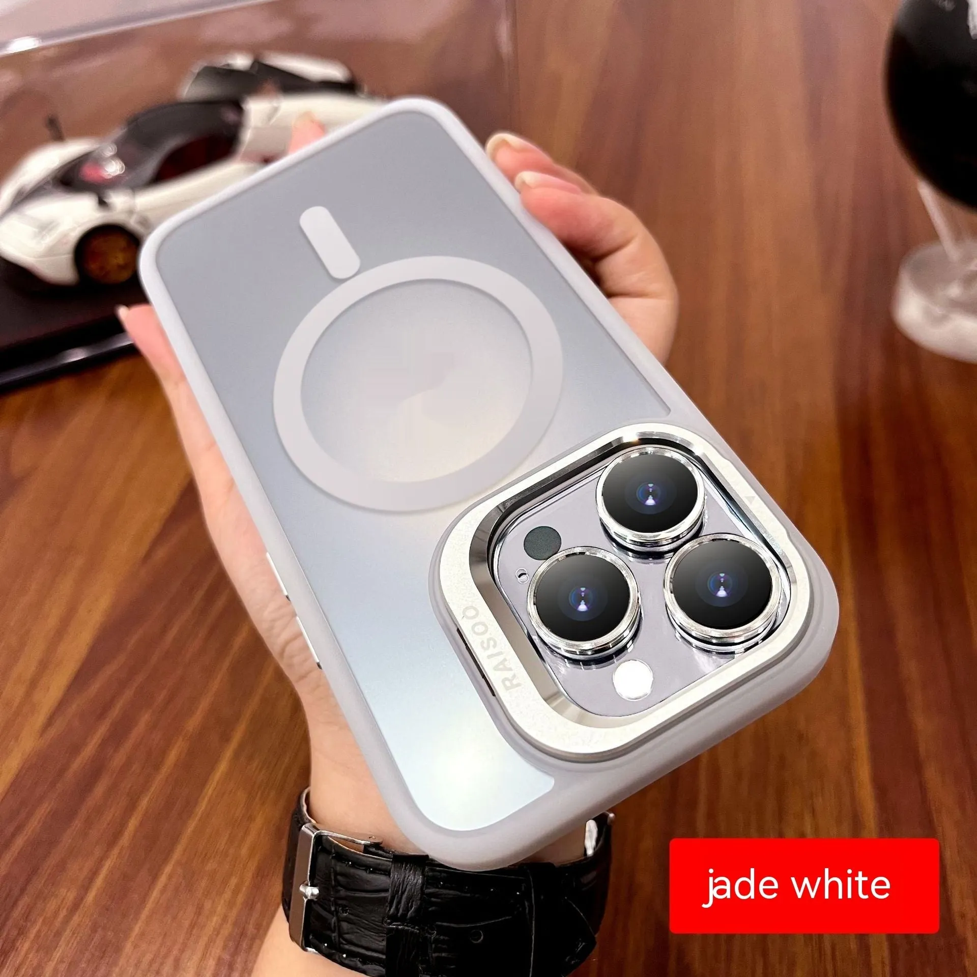 Frosted TPU magnetic phone case with built-in kickstand for iPhone 15 and 14 series