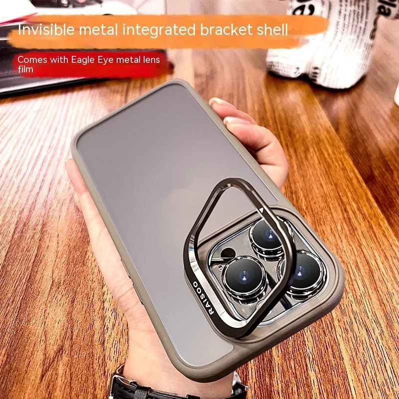 Frosted TPU magnetic phone case with built-in kickstand for iPhone 15 and 14 series