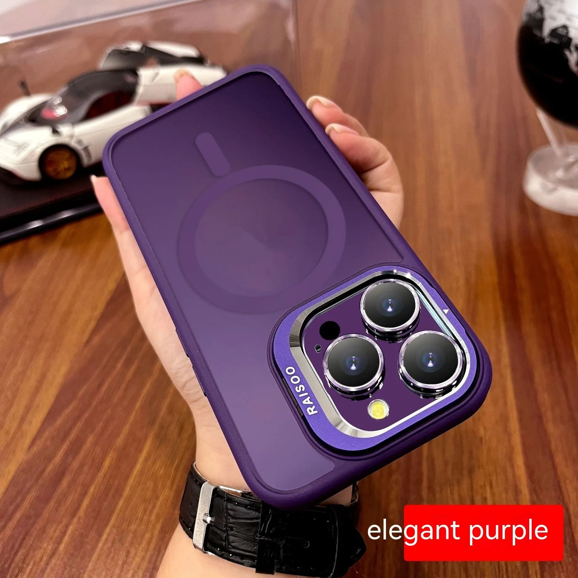 Frosted TPU magnetic phone case with built-in kickstand for iPhone 15 and 14 series