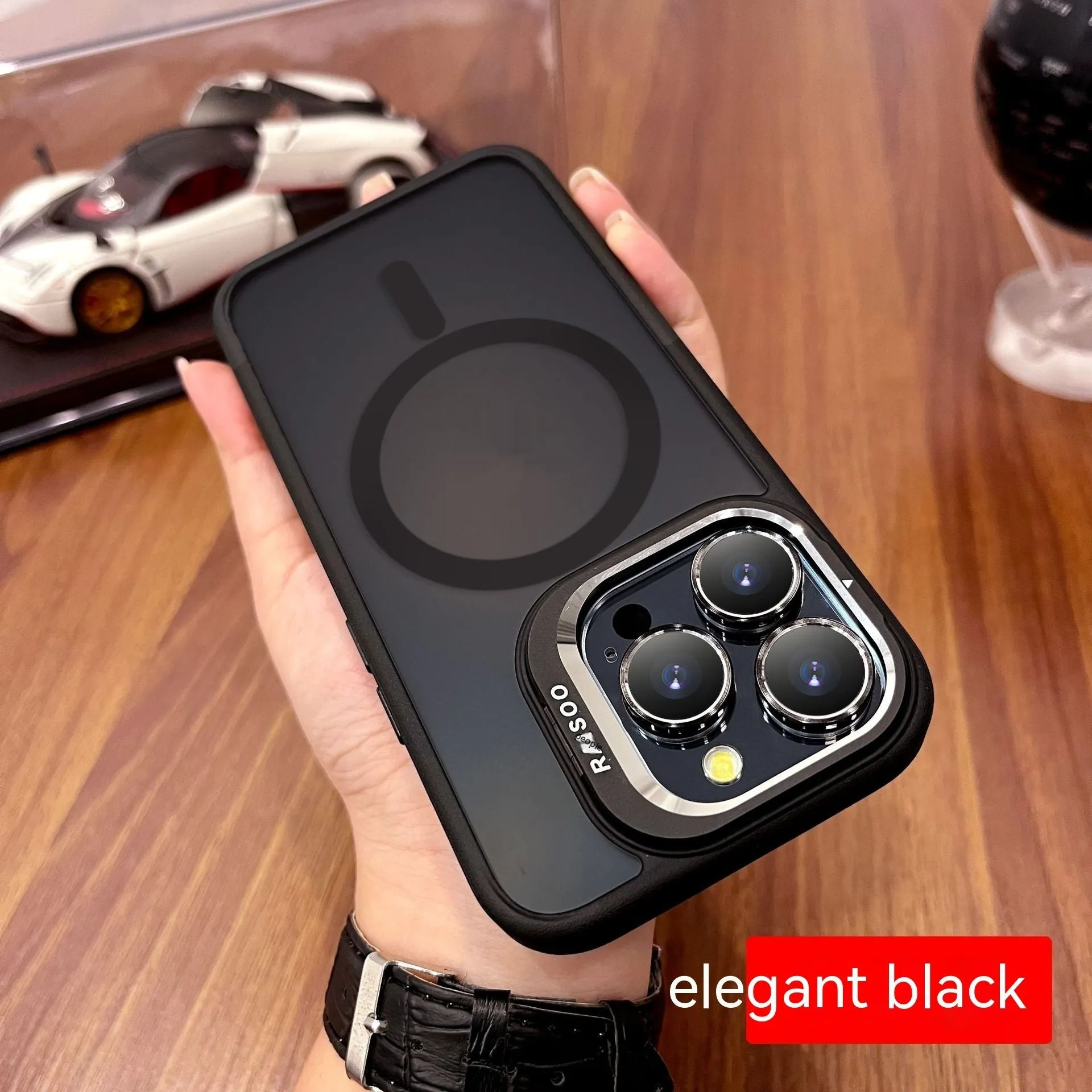 Frosted TPU magnetic phone case with built-in kickstand for iPhone 15 and 14 series