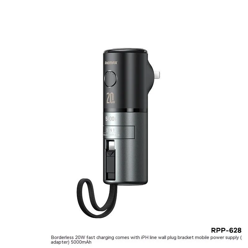 20W fast charge mobile power supply with cable, 5000mAh, ABS PC body, 150x75x46mm